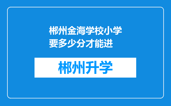 郴州金海学校小学要多少分才能进