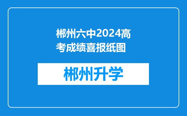 郴州六中2024高考成绩喜报纸图