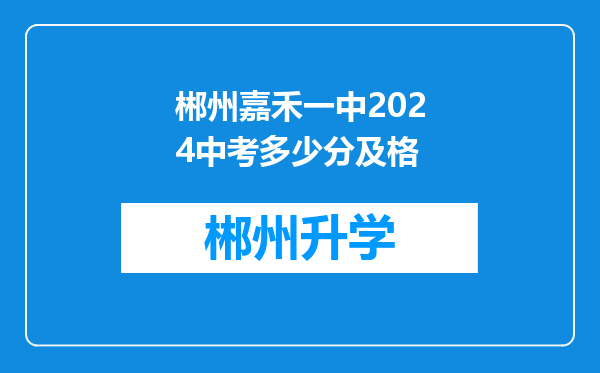 郴州嘉禾一中2024中考多少分及格