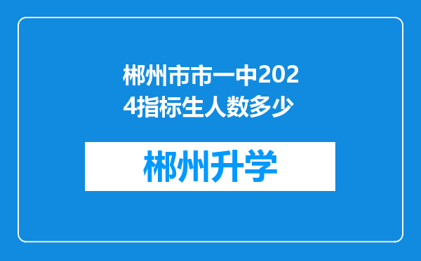 郴州市市一中2024指标生人数多少