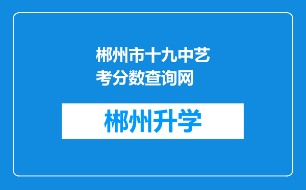 郴州市十九中艺考分数查询网