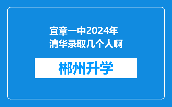 宜章一中2024年清华录取几个人啊