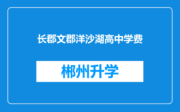 长郡文郡洋沙湖高中学费