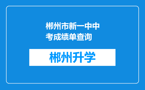 郴州市新一中中考成绩单查询