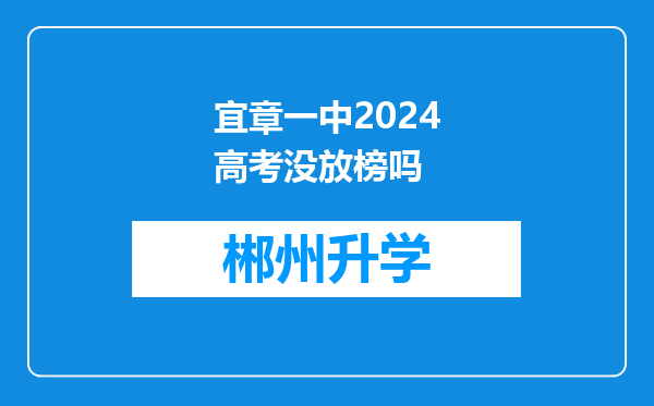 宜章一中2024高考没放榜吗