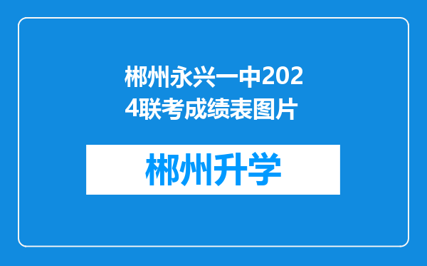 郴州永兴一中2024联考成绩表图片