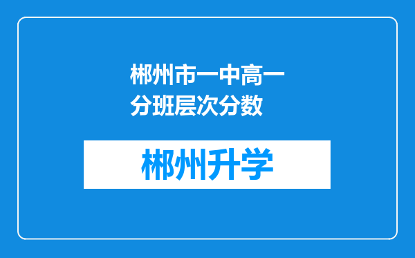 郴州市一中高一分班层次分数