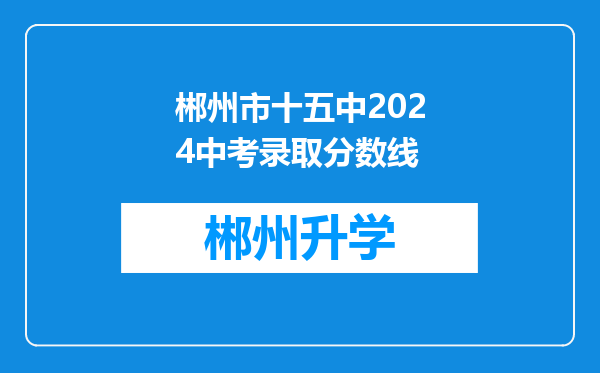 郴州市十五中2024中考录取分数线