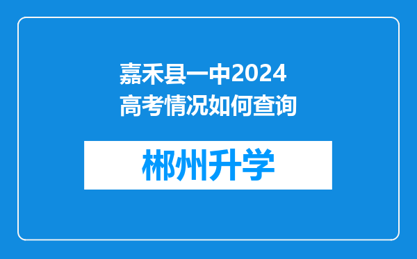 嘉禾县一中2024高考情况如何查询