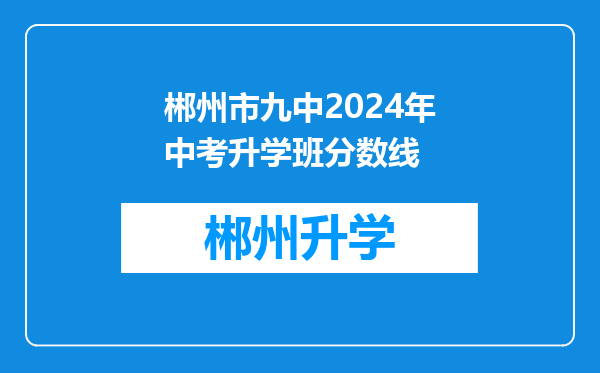 郴州市九中2024年中考升学班分数线