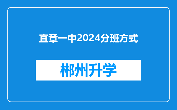 宜章一中2024分班方式