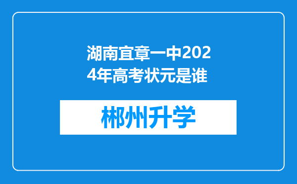 湖南宜章一中2024年高考状元是谁