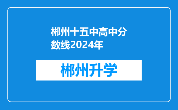 郴州十五中高中分数线2024年