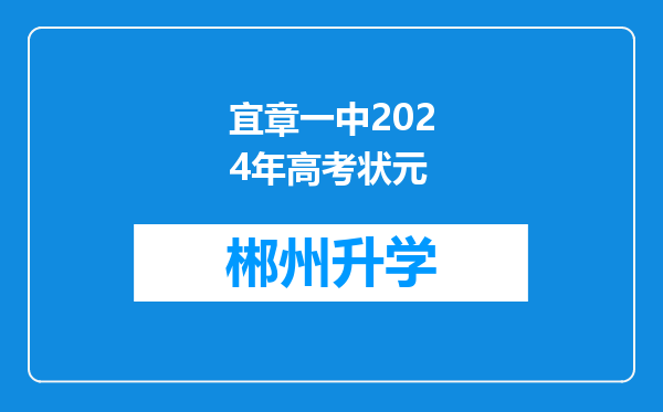 宜章一中2024年高考状元