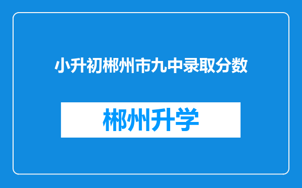 小升初郴州市九中录取分数