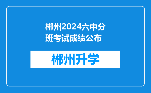 郴州2024六中分班考试成绩公布