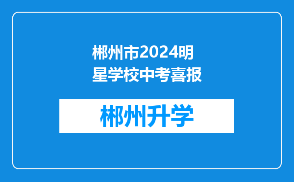 郴州市2024明星学校中考喜报