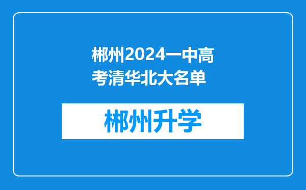 郴州2024一中高考清华北大名单