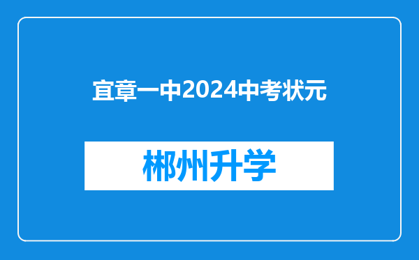 宜章一中2024中考状元