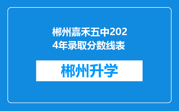 郴州嘉禾五中2024年录取分数线表