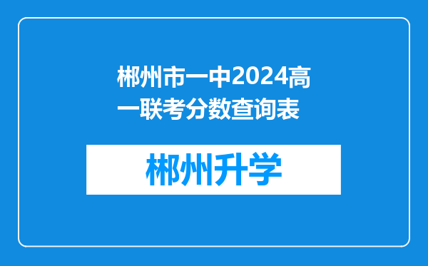 郴州市一中2024高一联考分数查询表