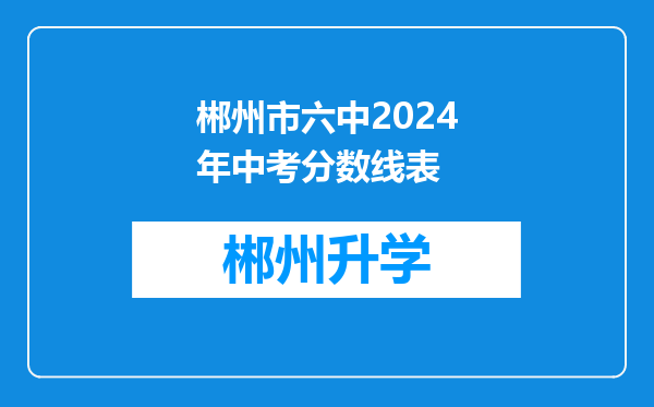 郴州市六中2024年中考分数线表