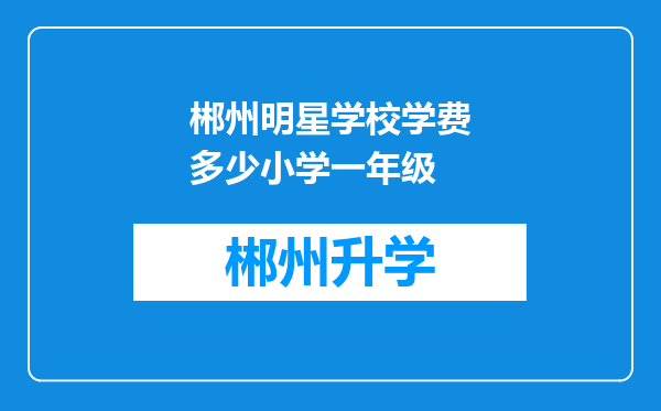 郴州明星学校学费多少小学一年级