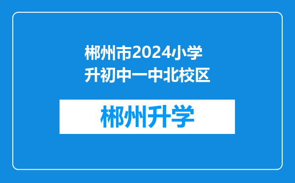 郴州市2024小学升初中一中北校区