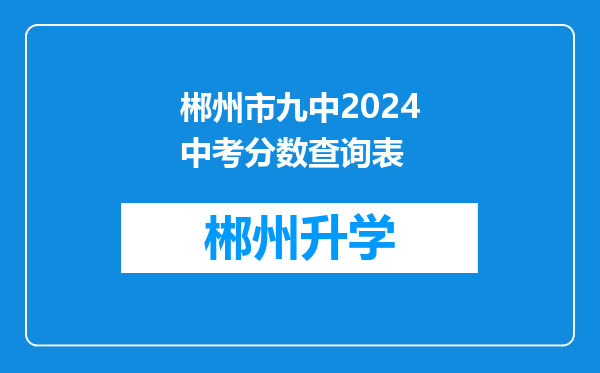 郴州市九中2024中考分数查询表