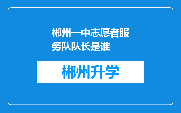 郴州一中志愿者服务队队长是谁