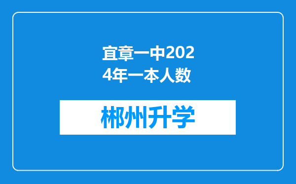 宜章一中2024年一本人数