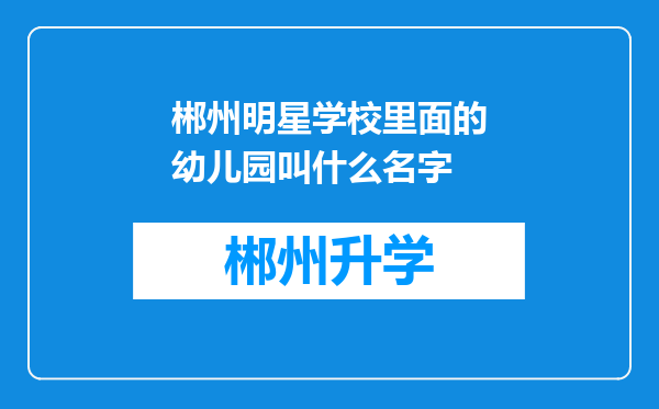 郴州明星学校里面的幼儿园叫什么名字