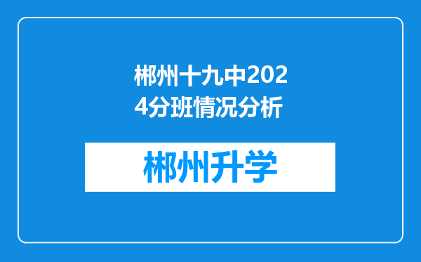 郴州十九中2024分班情况分析