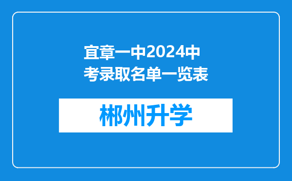 宜章一中2024中考录取名单一览表