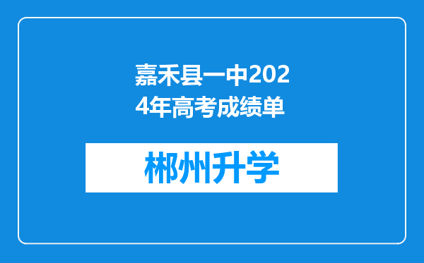 嘉禾县一中2024年高考成绩单