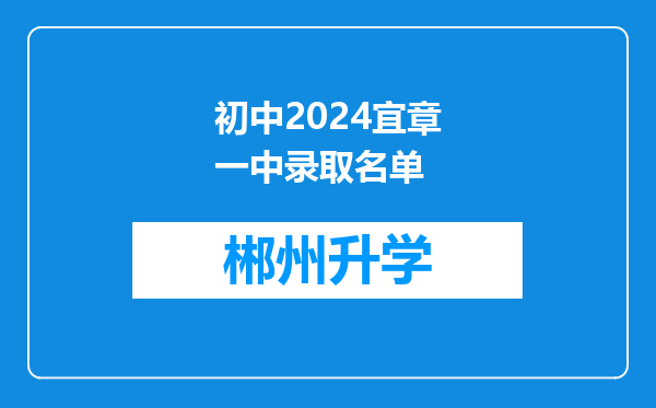 初中2024宜章一中录取名单