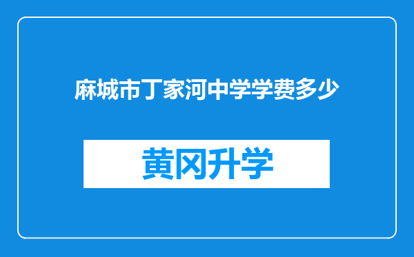 麻城市丁家河中学学费多少