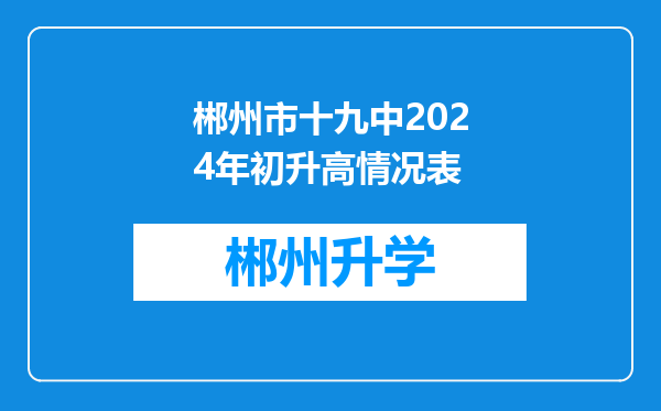 郴州市十九中2024年初升高情况表