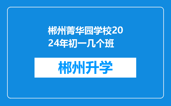 郴州菁华园学校2024年初一几个班