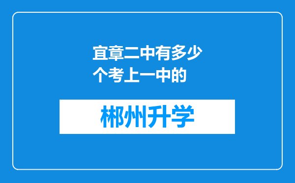 宜章二中有多少个考上一中的