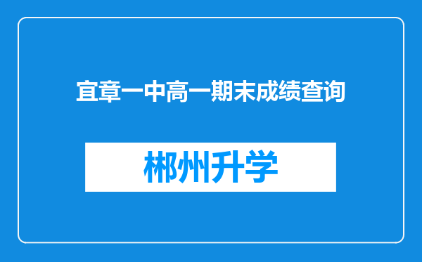 宜章一中高一期末成绩查询