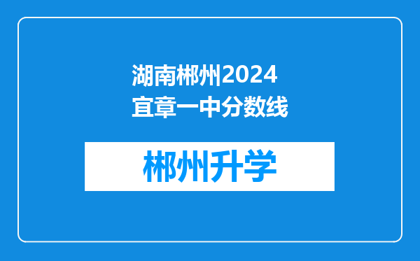 湖南郴州2024宜章一中分数线