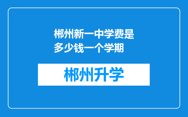 郴州新一中学费是多少钱一个学期