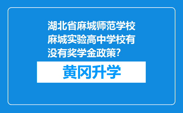 湖北省麻城师范学校麻城实验高中学校有没有奖学金政策？