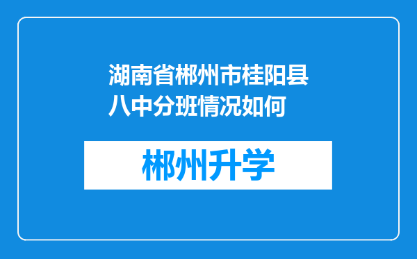 湖南省郴州市桂阳县八中分班情况如何