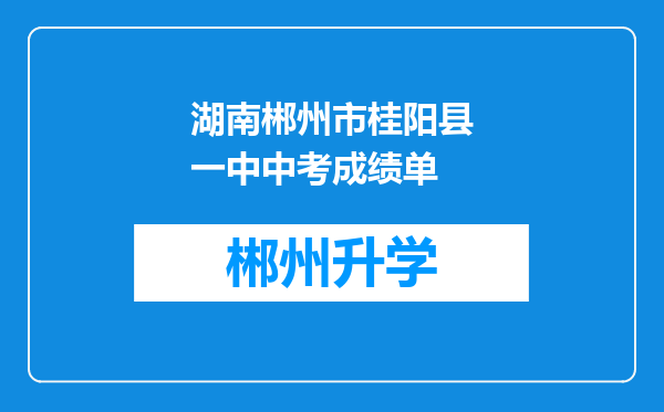 湖南郴州市桂阳县一中中考成绩单