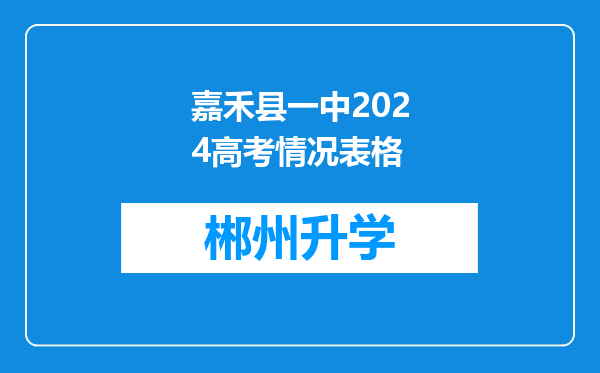 嘉禾县一中2024高考情况表格