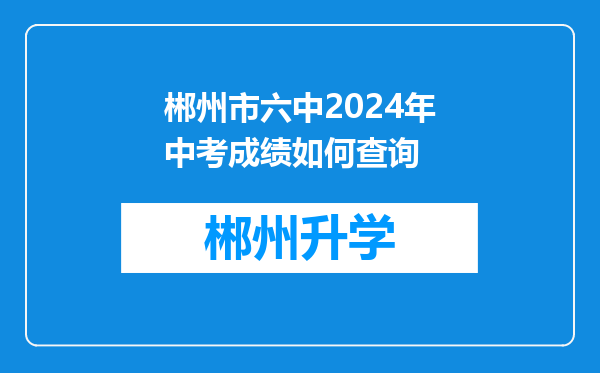 郴州市六中2024年中考成绩如何查询