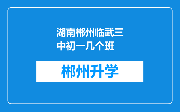 湖南郴州临武三中初一几个班