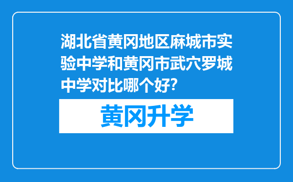 湖北省黄冈地区麻城市实验中学和黄冈市武穴罗城中学对比哪个好？